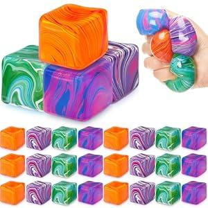24 Pack Stress Cube Bulk mini Ice Cube Stress Balls Anxiety Relief Soft Squeeze Sensory Balls for Party Favors Prizes Goodie Bag Stuffers Party