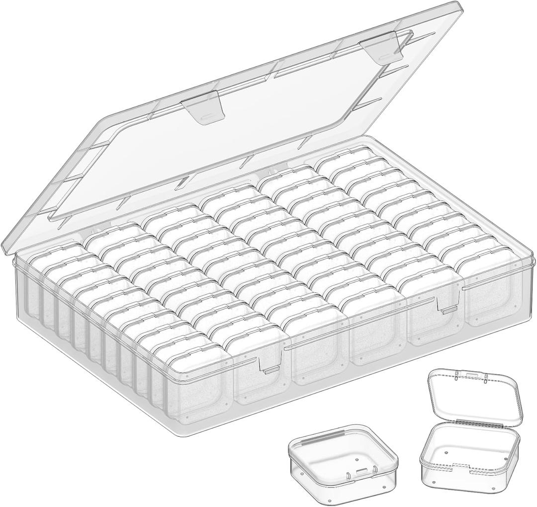 Bead Organizer Box,61pcs Clear Plastic Storage Containers Set, Clear Large Capacity Small Bead Organizers and Storage Plastic Cases with Labels, for Jewelry, Crafts, Diamonds Storage