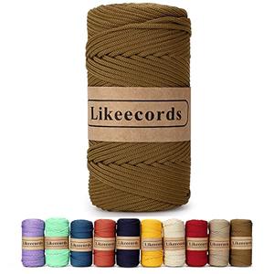 Likeecords 4mm Polyester Braided Macrame Cord Rope 140Yards /426Feet Macrame Supplies for DIY Crafts, Elastic Yarn for Crocheting Wall Hangings, Plant Hangers, Holders, and Home Decorations