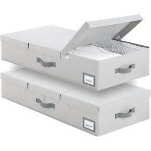 GRANNY SAYS 2 Pack Under Bed Storage, Underbed Organizer with Flid-Top Lid for Bedroom, Grey Clothing Storage Bins for Blankets, Clothes, Shoes (33"L x 15"W x 6"H)