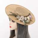 COSDREAMER Victorian Hat Womens Girls Tea Party Hats Vintage Flowers Flat (Beige)