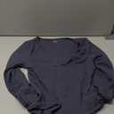 SUUKSESS Women Double Lined Casual V Neck Crop Tank Tops Basic Long Sleeve Shirts L