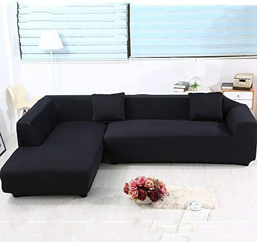 ele ELEOPTION 1 Piece Black Couch Covers for Sectional Sofa L Shape Chaise Covers for Cushion Couch Chaise Slipcover for Living Room Pets