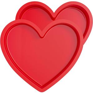 Silicone Heart Shaped Cake Pans 10 Inch Heart Cake Pan Set Nonstick Silicone Heart Molds for Baking (2 Pcs, Red)