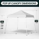 10x10 Pop Up Canopy, 300D Silver Coated White Fabric Outdoor Gazebo, Beach Tent Slant Legs with Storage Bag,Easy Up Sun Shade Shelter Tents with 8x8 Top Cover for Patio,Party