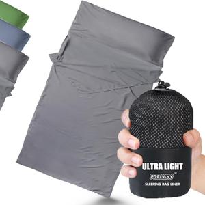 Frelaxy Ultralight Sleeping Bag Liner - Lighter & Compact, 3 Sizes Travel Sheets & Adult Sleep Sack, Comfy Breathable & Cooling & Silky Soft, Quick-Drying, for Backpacking, Hotel, Camping, Hostels (45.2in x 84.6", Gray - No Zipper)