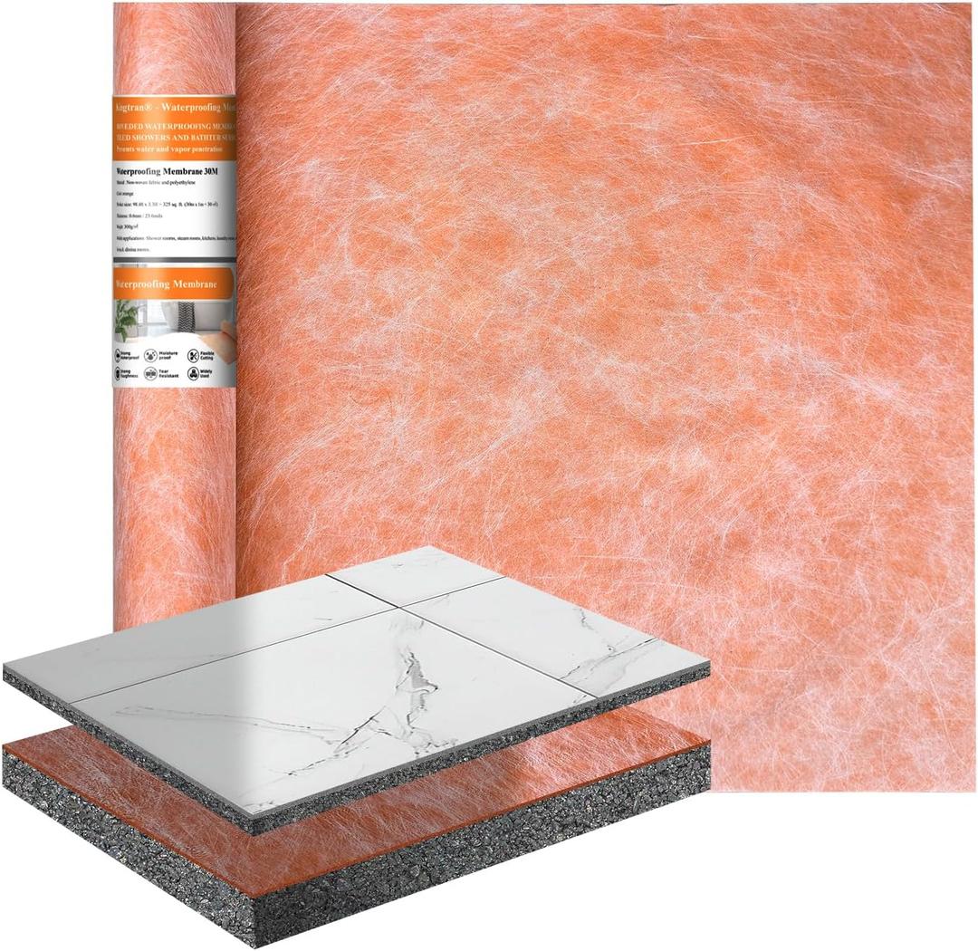 Waterproofing Membrane 3.3 ft x 32.8 ft / 108 Sq Ft Waterproof Membrane for Shower 23.6mil Thickness Shower Waterproof Membrane for Sauna, Bathroom, Walls, Tile, Kitchen, Roof and Wet Areas