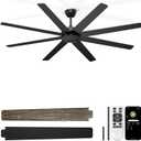 72'' Large Ceiling Fans No Lights, Modern Black Ceiling Fan Remote/APP Control, Quiet DC Motor Big Ceiling Fan for Shop Garage Covered Outdoor Patios