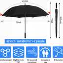 Jexine Large Automatic Open Golf Umbrella 62 Inch Double Canopy Rain Umbrella Windproof Waterproof Heavy Duty for Men Women Family Travel Sports