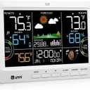 Weather Station Indoor Outdoor Thermometer Wireless, Home Atomic Clock with Large Constant Display, Inside Outside Temperature Humidity Monitor, Dew Heat Point, Barometer White