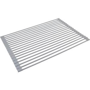 Kitchen Details Roll Up Over The Sink Drying Rack | Dish Mat | Multipurpose | Silicone Coated | Dishware | Vegetables | Grey
