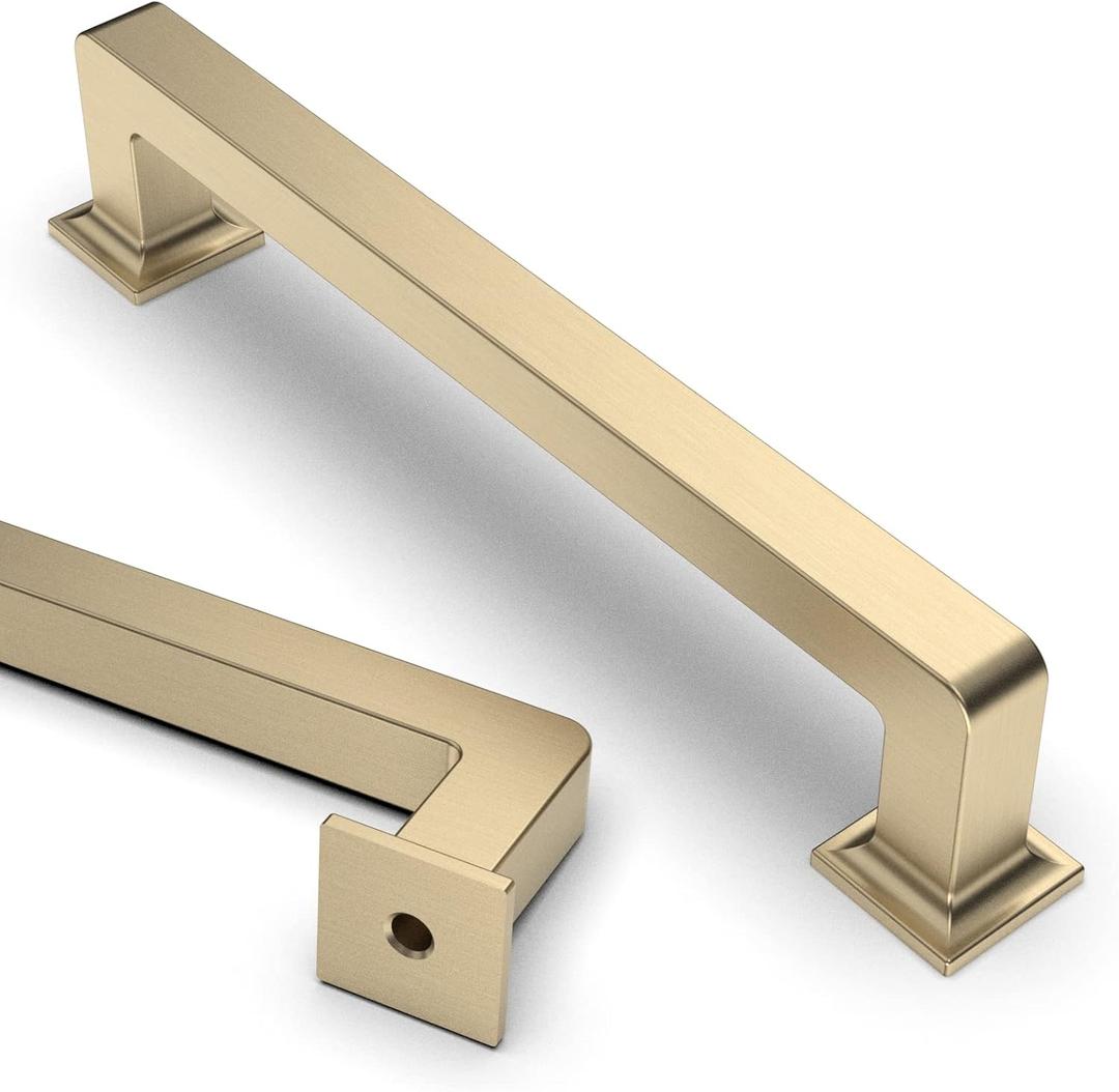 Asidrama 10 Pack 5 Inch(128mm) Brushed Brass Kitchen Cabinet Handles, Gold Cabinet Pulls Kitchen Cabinet Hardware Cupboard Handles Drawer Pulls