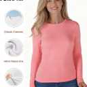 Womens Long Sleeve Thermal Shirts, 2025 Fall Winter Crew Neck Shirt for Women, Stretch Basic Tight Long Sleeve Underwear Tops (Pink, M)