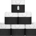 ECDYQXVU 13x13 Inch Cube Storage Bins with Reinforced Bottom Cardboard, 6 Pack Large Foldable Fabric Storage Cubes with Handles for Shelf, Closet, Laundry Organization (White&Black)
