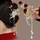 Metal Butterfly-Rose Hair Claw Clips - Non-Slip Strong-Hold Jaw Clamps with Tassel, Fashion Hair Accessories for Thick/Thin/Curly Hair