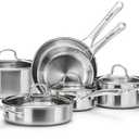 Stainless Steel Cookware Set,Tir-Ply Pots and Pans Set,10 Pcs Stainless Steel Induction Kitchen Cookware Sets,PFOA Free, Frying Pans,Saucepans,Saute Pan & Stock Pot,Compatible with All Cooktops