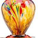 Hummingbird Feeder, 34OZ Hand Blown Glass Hummingbird Feeders for Outdoors Hanging, 4 Feeding Perch with Ant Moat Leakproof, Garden Yard Decor Gifts for Women Mom (Golden Balloon)