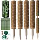 Fabulas Moss Pole 47.5 Inch - Monstera Plant Support, 3Packs 16 Inch Plant Stakes for Indoor Plants Coco Coir Moss Pole Sticks for Climbing Potted Live Plants, Pothos, Philodendron, with Garden Ties