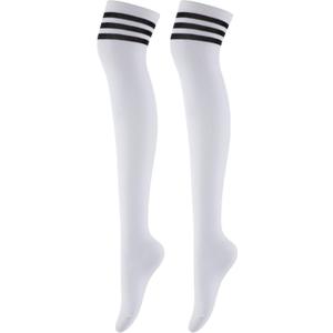 Over The Knee Socks for Women, Long Knee High Socks, Thigh High Stockings (White)