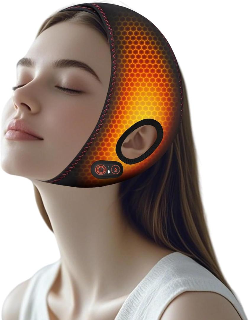 TMJ Relief Products Jaw Heating Pad for Jaw Pain Relief, 5000mAh Rechargeable 3 Temperature Electric Face Heating Pad with Timer, Wearable Jaw Wrap and Heating Relief Tool for Face Pain