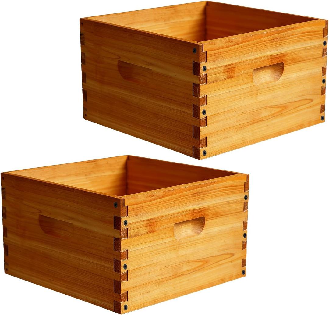 2 Pack Beehive Deep Brood Box 10 Frame Langstroth Deep Brood Bee Hive Box Beekeeping Supplies