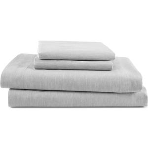 4 Piece Full Bed Sheets Set | Full Bed Sheets  Light Weight, Soft Breathable Sheets | Brushed Cotton Rich Blend | Secure-Fit, Wrinkle Resistant, Durable, Easy Care Bed Sheets | Comfy Sheets | Grey (Heathered Grey)