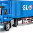 Semi Truck Toy with Metal Cab, Large Tractor Trailer Truck with Lights and Sounds, Friction Powered Cargo Transporter for Kids, Birthday Gift for Toddlers Boys 16.5"