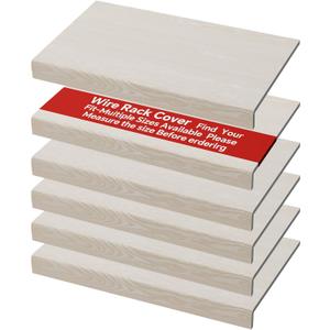 6-Pack PVC Composite Board Wire Rack Covers for Pantry - Imitation Wood-Look 33x16 Inch, Closet, Bathroom, Waterproof Scratch Resistant Easy Install, Wood Shelf Covers for Wire Shelving,White
