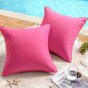 MIULEE Pack of 2 Decorative Outdoor Waterproof Pillow Covers Square Garden Cushion Sham Throw Pillowcase Summer Shell for Patio Tent Couch 18x18 Inch Hot Pink