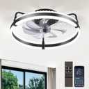 Ceiling Fan with Lights, 20'' Low Profile Ceiling Fans, 3000-6500K Dimmable Fandelier LED Fan Light, Black Modern Flush Mount Ceiling Fan, 6 Speeds Reversible DC Motor Noiseless for Bedroom, Kids Room