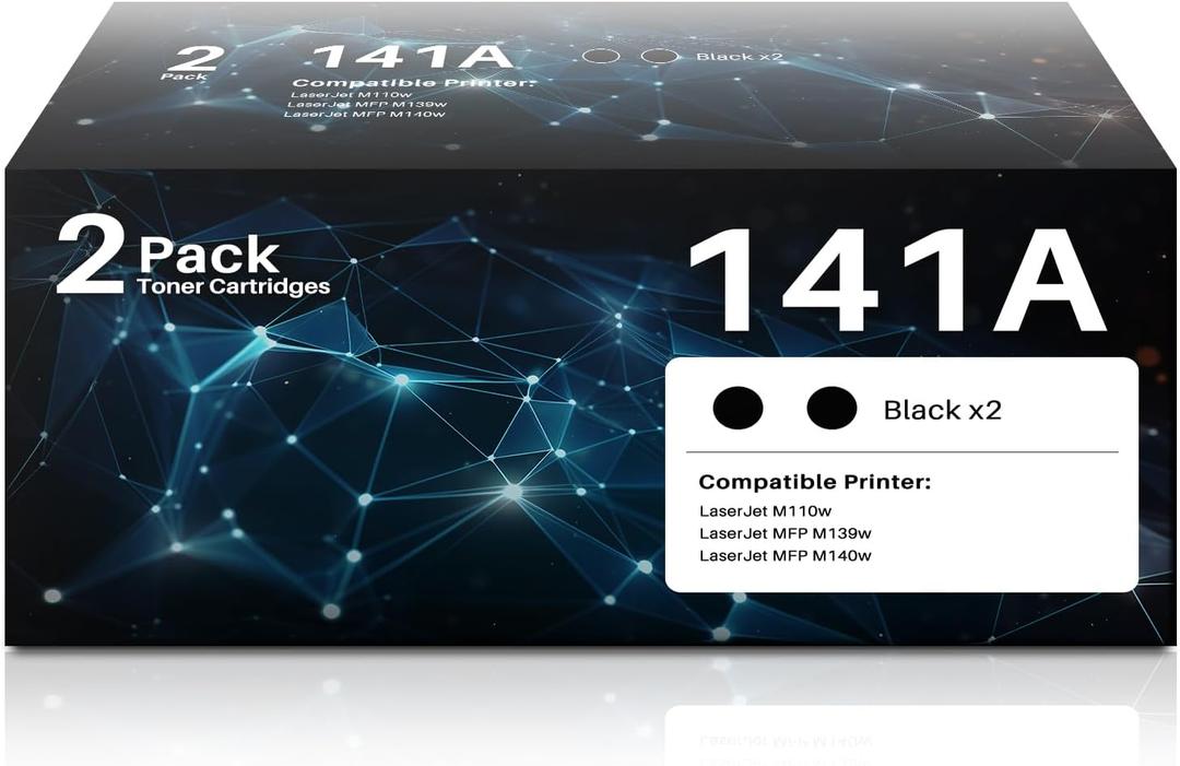 141A Black Toner Cartridge Set 2-Pack High Yield with Chip Replacement for HP 141A W1410A 141X W1410X Black LaserJet Toner Cartridge Work with HP LaserJet M110w MFP M139w M140w Printer (Black, 2 Pack)