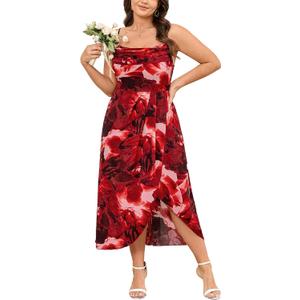 SCOMCHIC Women's Plus Size Sleeveless Spaghetti Strap Cowl Neck Dress (XL)
