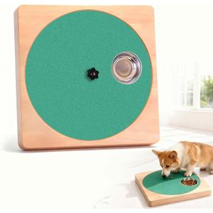 Wooden Interactive Dog Nail Scratch Board - Adjustable Resistance Rotating Style with Stainless Steel Treat Bowls for Stress-Free Paw Care