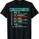 My Perfect Day Play Video Games Funny Gamer Men Boys Kids T-Shirt. Sma