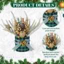 Valentines Day Decorations Valentine's Day Table Centerpieces Buffalo Check Plaid Artificial Tree Decor with Pine Cone Berry Gifts for Festival Winter Party Indoor Home Office Decor(Gold)