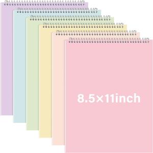 Maitys 6 Pcs Legal Pad Steno Spiral Notebook 8.5" x 11" Top Bound Spiral Pads Hard Cover College Ruled Notepad 70 Sheet Pad for School Office University Home (Macaron Color,Luxurious Style)