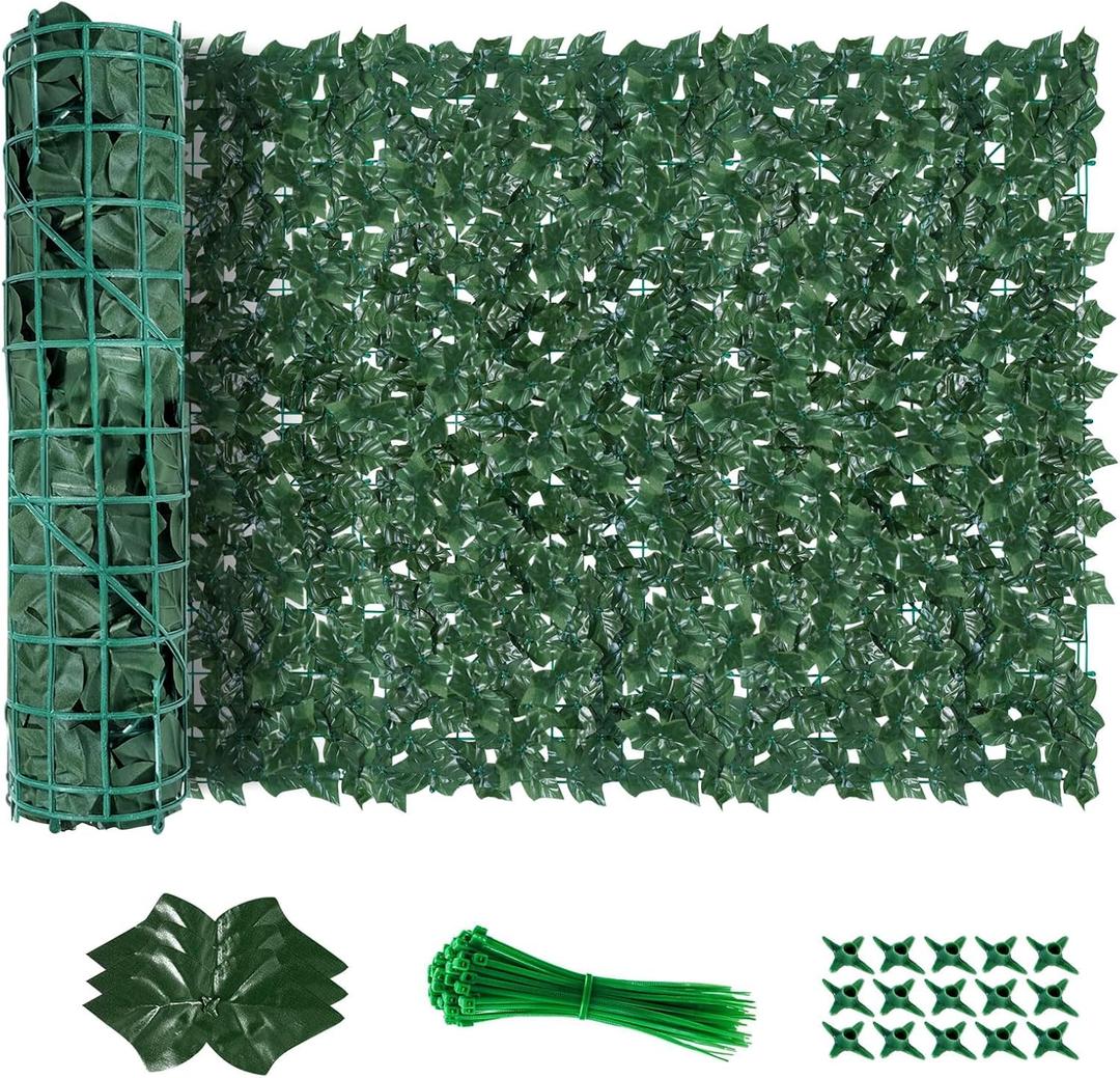 Artificial Ivy Privacy Fence Screen(No Assembly Required), 120"x40" Artificial Hedges Fence, Anti-Ultraviolet Artificial Faux Ivy Hedge for Outdoor, Garden Decor, Sweet Potato Leaves