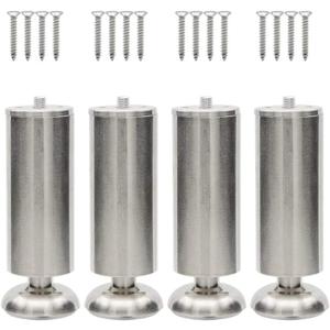 YXQ 6 Inch Furniture Legs Stainless Steel Adjustable,Set of 4 Sofa Table Cabinet Wardrobe Worktop Shelves Feet Replacement