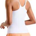 RUNNING GIRL Yoga Tank Tops for Women Built in Shelf Bra B/C Cups Strappy Back Activewear Workout Compression Tops (White, M)