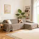 MEETSKY Couch Cover for Sofa Covers Washable, 2 Pieces Chenille Sectional Pet Couch Covers for 2 Cushion L Shape, Multi-Use Sofa Slipcover for Dogs (X-Large, 71"x118"+71"x118", Sand)