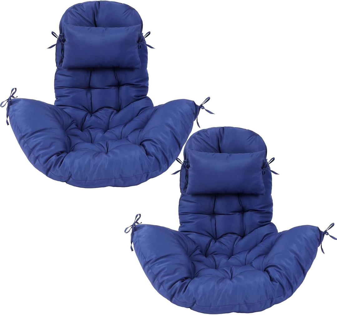 Tudomro Egg Chair Cushion Filling 2.58 kg Replacement Rocking Wicker Chair Cushions High Back Swing Hammock Egg Hanging Cushion Thicken for Indoor Outdoor Patio(Navy Blue,2 Pcs)