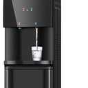 Manastin Water Dispenser with Hot & Cold Water, Top Loading Water Cooler for 3 or 5 Gallon Bottles with Child Safety Lock, Ideal for Kitchens, Offices, Noir Black