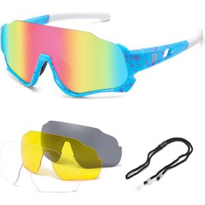 DUCO 4 Lenses Kids Sunglasses Polarized Youth Baseball Sun Glasses Sports Teens Cycling Shades Boys Girls DK280