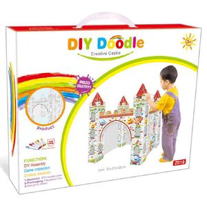 1 Set Colorizing 3D Castle Paper Fairy Tale Castle Paintable Cardboard Castle Kids Art Craft Supplies for Indoor Outdoor Fun