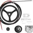 14 FT Boat Steering Control Cable Outboard Rotary Steering System Kit With 12.5 Inches Wheel Durable Marine Steering System Replacement for Mechanical/Manual Steering of Yachts, Fishing Boats