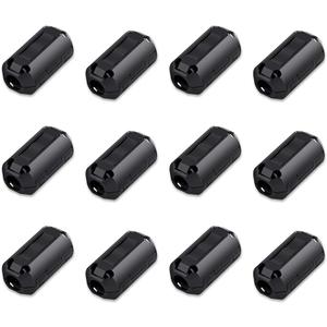 Viaky 12 Pack RFI EMI Noise Suppressor Cable Clip, Clip-on Ferrite Ring Core Noise Filter for 5mm Dia Cable(Black)