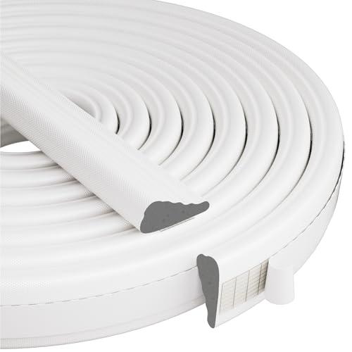 Wedge-Shape Window Weather Stripping Door Frame Seal Strip 196” White,Upgrade Black Foam,Soundproofing,Draft Stopper,Winter Insulation,Noise Blocker, Gap Filler for Exterior Front Door Side