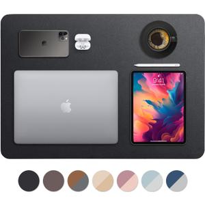 Vine Creations Leather Desk Mat 24" x 17", Desk Protector, PU Leather Desk Pad, Small Desk Pad Mat, Desk Blotter, Desk Pads on Top of Desks, Small Desk Mat for Home or Office (Black)