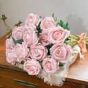50 PCS Roses Artificial Flowers, Fake Roses with Stem Realistic Blush Silk Rose for DIY Wedding Bouquets Table Centerpieces Arrangements Baby Shower Birthday Home Decor Valentines Day Gift for Her