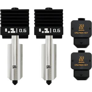 2PK 0.6MM Hotend for P2S/H2D/H2S Hotend Hardened Extruder Hotend Hot End with Hardened Steel Nozzle Print Head Silicone Sleeve Hotend Replacement for Bambu Lab H2D/H2S/A1 Series Accessories